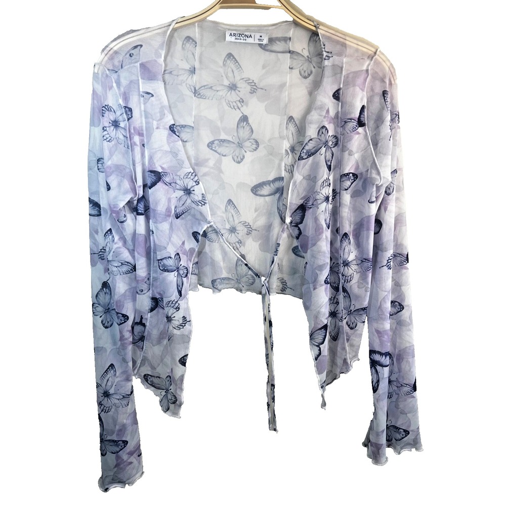 Arizona‎ Butterfly Sheer Top Flyaway Y2K Aesthetic Coquette Cottagecore Retro